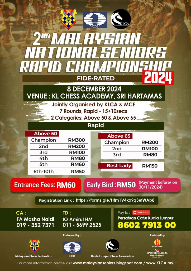 2nd Malaysian National Seniors Rapid Championship 2024