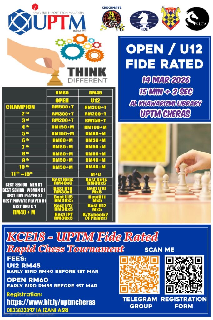 KCE18-UPTM Fide Rated Rapid Chess Tournament