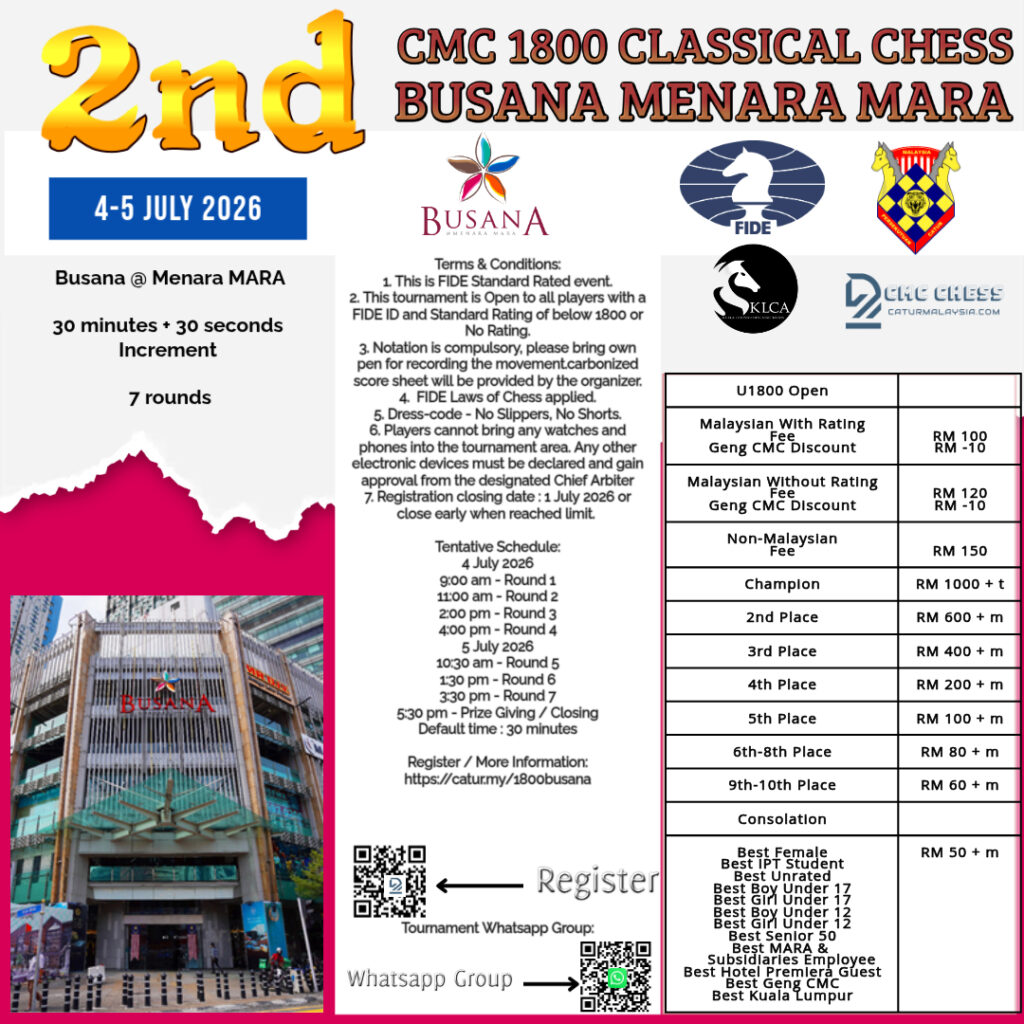 2nd CMC 1800 Classical Chess Busana Menara MARA